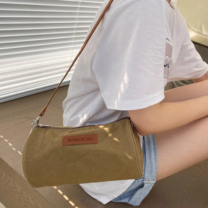 Colorful Retro Cylinder Canvas Crossbody Bag