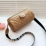 V-Pattern Shoulder Bag Cylinder Handbag