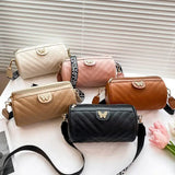 V-Pattern Shoulder Bag Cylinder Handbag