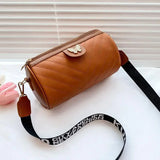 V-Pattern Shoulder Bag Cylinder Handbag