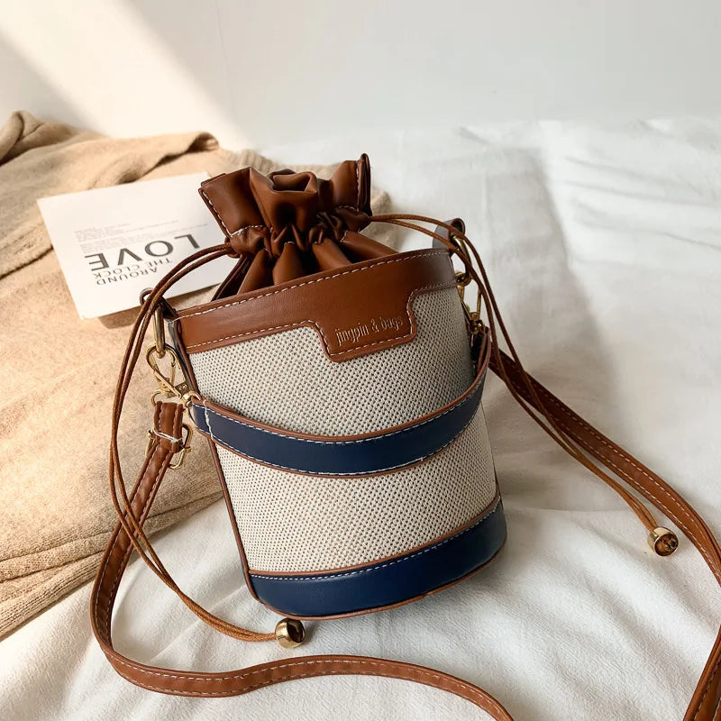 Casual Drawstring Leather Crossbody Bag for Women