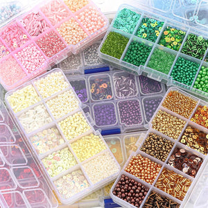 Czech Crystal Glass Seed Beads Kit with Charms Box