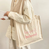 D0LF Canvas Tote Bag Handbags For Women Boho Casual Shoulder Bag