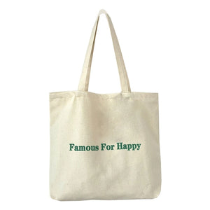 D0LF Canvas Tote Bag Zipper Pocket Shoulder Bags Work Grocery Shopping Letters