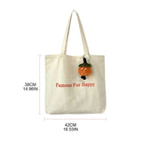 D0LF Canvas Tote Bag Zipper Pocket Shoulder Bags Work Grocery Shopping Letters