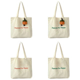 D0LF Canvas Tote Bag Zipper Pocket Shoulder Bags Work Grocery Shopping Letters