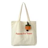 D0LF Canvas Tote Bag Zipper Pocket Shoulder Bags Work Grocery Shopping Letters