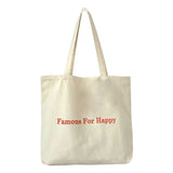 D0LF Canvas Tote Bag Zipper Pocket Shoulder Bags Work Grocery Shopping Letters