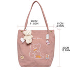 D0LF Corduroy Shoulder Bag Casual Tote Handbag for Wedding Gym Bags