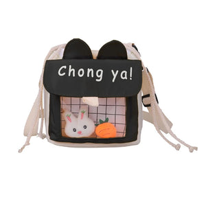 D0LF Crossbody Messenger Bag for Girls Teens Canvas Shoulder Bags with Dolls