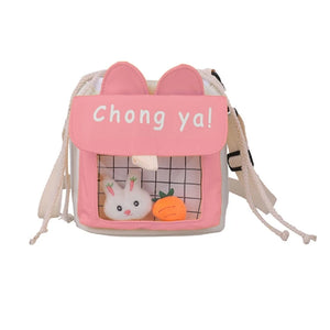 D0LF Crossbody Messenger Bag for Girls Teens Canvas Shoulder Bags with Dolls