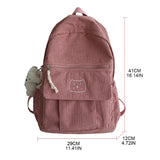 D0LF Corduroy Women Backpack Solid Female Student Schoolbag for Teenage Girl