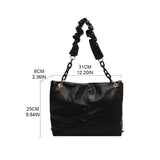 D0LF Women's Chain Shoulder Bag PU Leather Underarm Bag