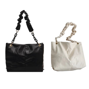 D0LF Women's Chain Shoulder Bag PU Leather Underarm Bag