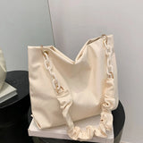D0LF Women's Chain Shoulder Bag PU Leather Underarm Bag