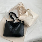 D0LF Women's Chain Shoulder Bag PU Leather Underarm Bag