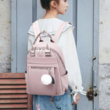 D0LF Nylon Backpack Anti-theft Travel Daypack Women Girls Student School Bag