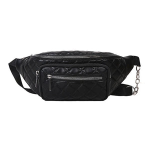 D0LF Women's Waist Bag Chest Bags PU Leather Fanny Pack Multifunction