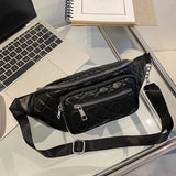 D0LF Women's Waist Bag Chest Bags PU Leather Fanny Pack Multifunction