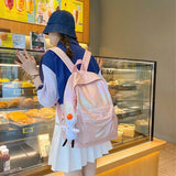 D0LF Holographic Backpack for Women College School Bags Teenage Girls