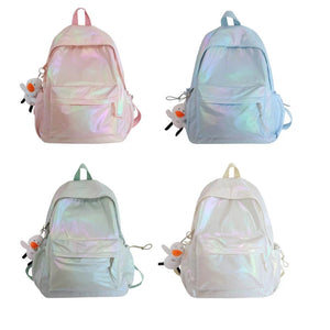 D0LF Holographic Backpack for Women College School Bags Teenage Girls