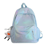 D0LF Holographic Backpack for Women College School Bags Teenage Girls