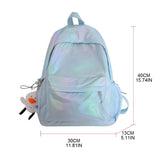 D0LF Holographic Backpack for Women College School Bags Teenage Girls