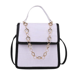 D0LF Chain Travel Bag PU Leather Shoulder Bags Women Stone Pattern Crossbody Han