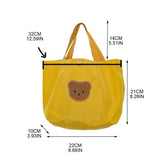 D0LF Cute Bear Lunch Bag Plaid School Bag for Girls