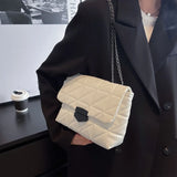 Rhombic Crossbody Bag Retro Chain Strap Embroidery Thread Shoulder Clutch