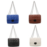 Rhombic Crossbody Bag Retro Chain Strap Embroidery Thread Shoulder Clutch