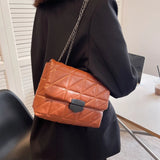 Rhombic Crossbody Bag Retro Chain Strap Embroidery Thread Shoulder Clutch