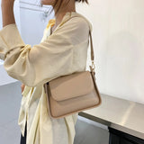 D0LF PU Leather Women Shoulder Underarm Bag Small Square Flap Handbags Tote