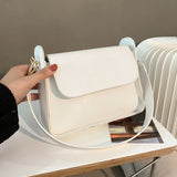 D0LF PU Leather Women Shoulder Underarm Bag Small Square Flap Handbags Tote