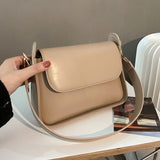 D0LF PU Leather Women Shoulder Underarm Bag Small Square Flap Handbags Tote