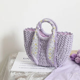 D0LF Straw Tote Bag Large Handbag for Girls