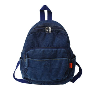 D0LF Women Backpack Vintage Denim School Bookbag Casual Daypack Rucksack