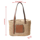 D0LF Women Beach Straw Handbag with Adjustable Handle Large Shoulder Tote Bag