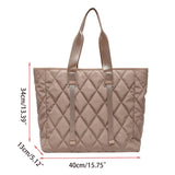 D0LF Women Large Capacity Nylon Tote Bag Quilted Solid Work Shoulder Handbag