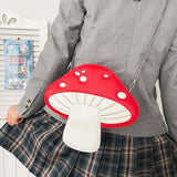 D0LF Mushroom Shape PU Leather Shoulder Crossbody Bag Tote Chain Satchel Purse