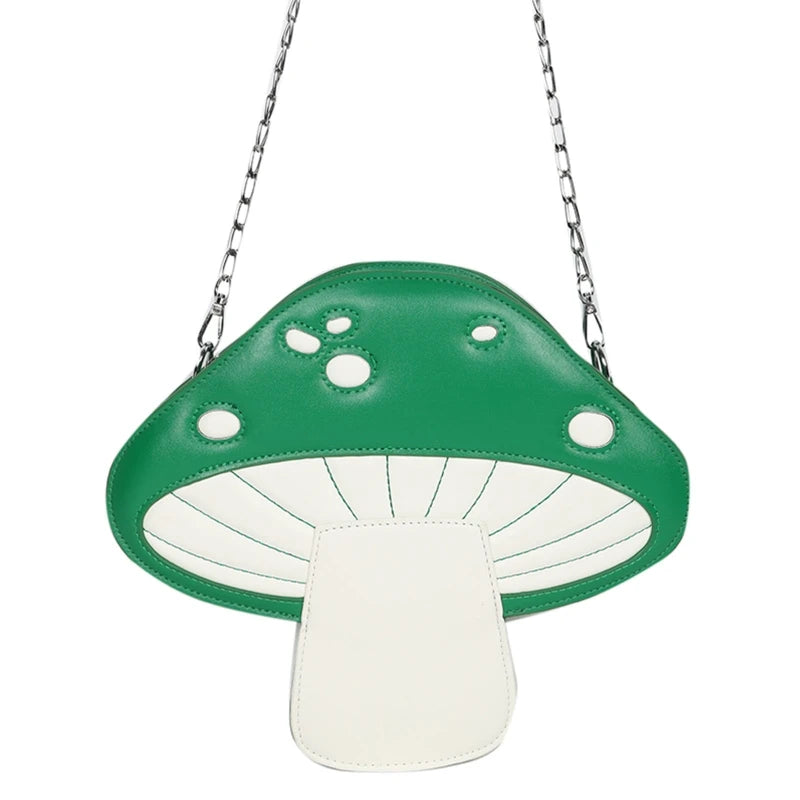 D0LF Mushroom Shape PU Leather Shoulder Crossbody Bag Tote Chain Satchel Purse