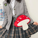 D0LF Mushroom Shape PU Leather Shoulder Crossbody Bag Tote Chain Satchel Purse