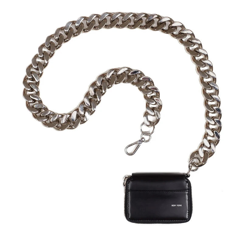 Metal Chain Shoulder Bag Mini Chest Bag Women Motorcycle Bags Coin Purse Ins Hot