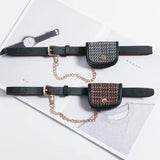 Women's Winter Waist Bag Detachable Belt Lattice Small Pocket Chain Bag