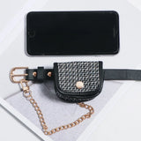 Women's Winter Waist Bag Detachable Belt Lattice Small Pocket Chain Bag