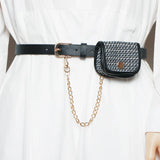 Women's Winter Waist Bag Detachable Belt Lattice Small Pocket Chain Bag