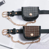 Women's Winter Waist Bag Detachable Belt Lattice Small Pocket Chain Bag