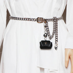 Personality Metal Chain Waist Chain with Detachable Mini Bag Key Pendant