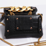 Crocodile Pattern Fanny Pack Chain Belt Bag Crossbody Bags