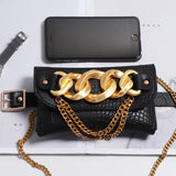 Crocodile Pattern Fanny Pack Chain Belt Bag Crossbody Bags